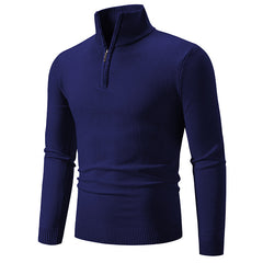 2023 Men's Plus Size Fleece Zip Mock Neck Sweater